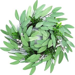 Green and White Decorative Wreath
